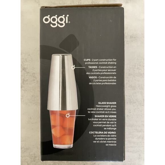 OGGI Stainless Steel & Glass Boston Cocktail Shaker 17 FL oz 500 ML - Picture 4 of 5